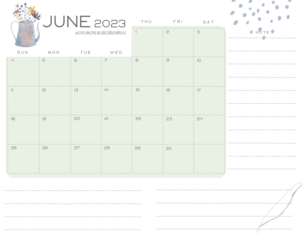 June monthly planner 2023 free printable, free download