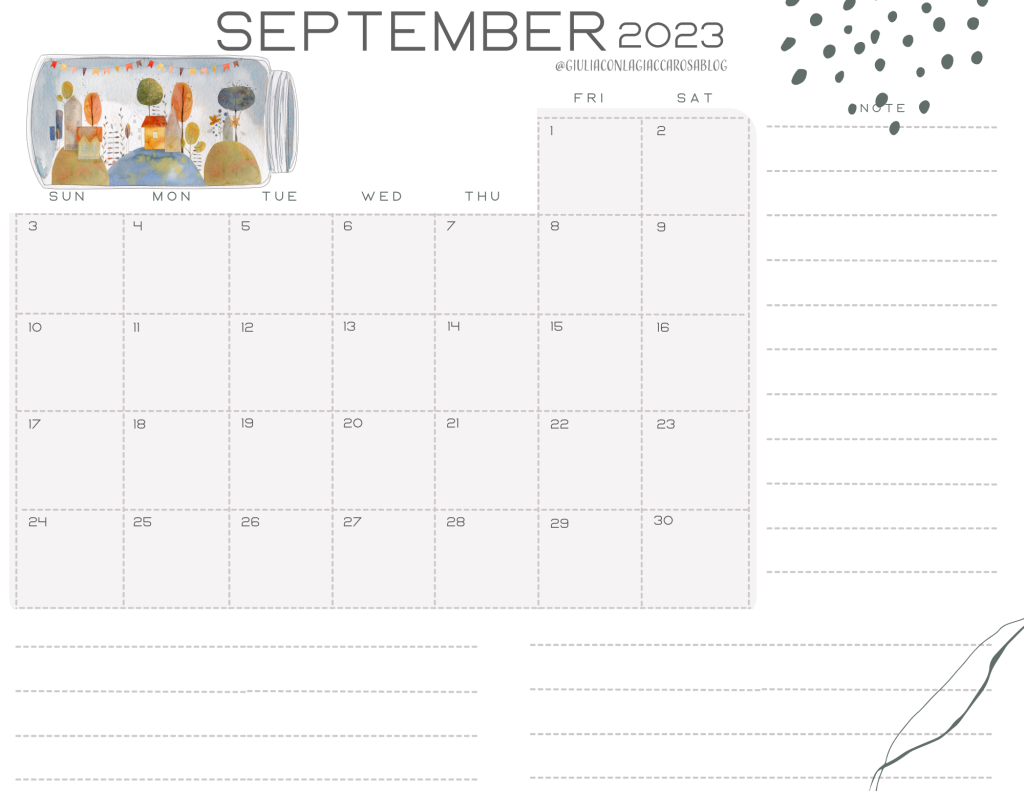 September monthly planner 2023 free printable, free download