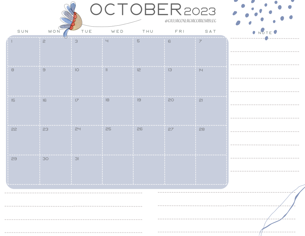 October monthly planner 2023 free printable, free download