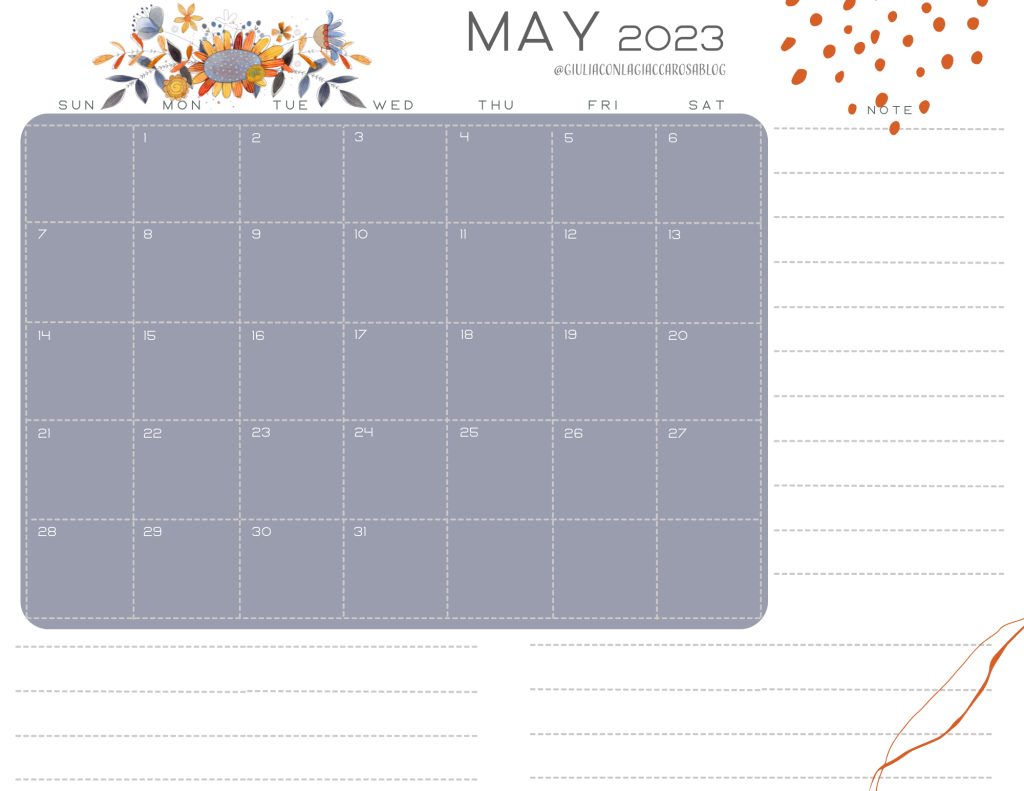 May monthly planner 2023 free printable, free download