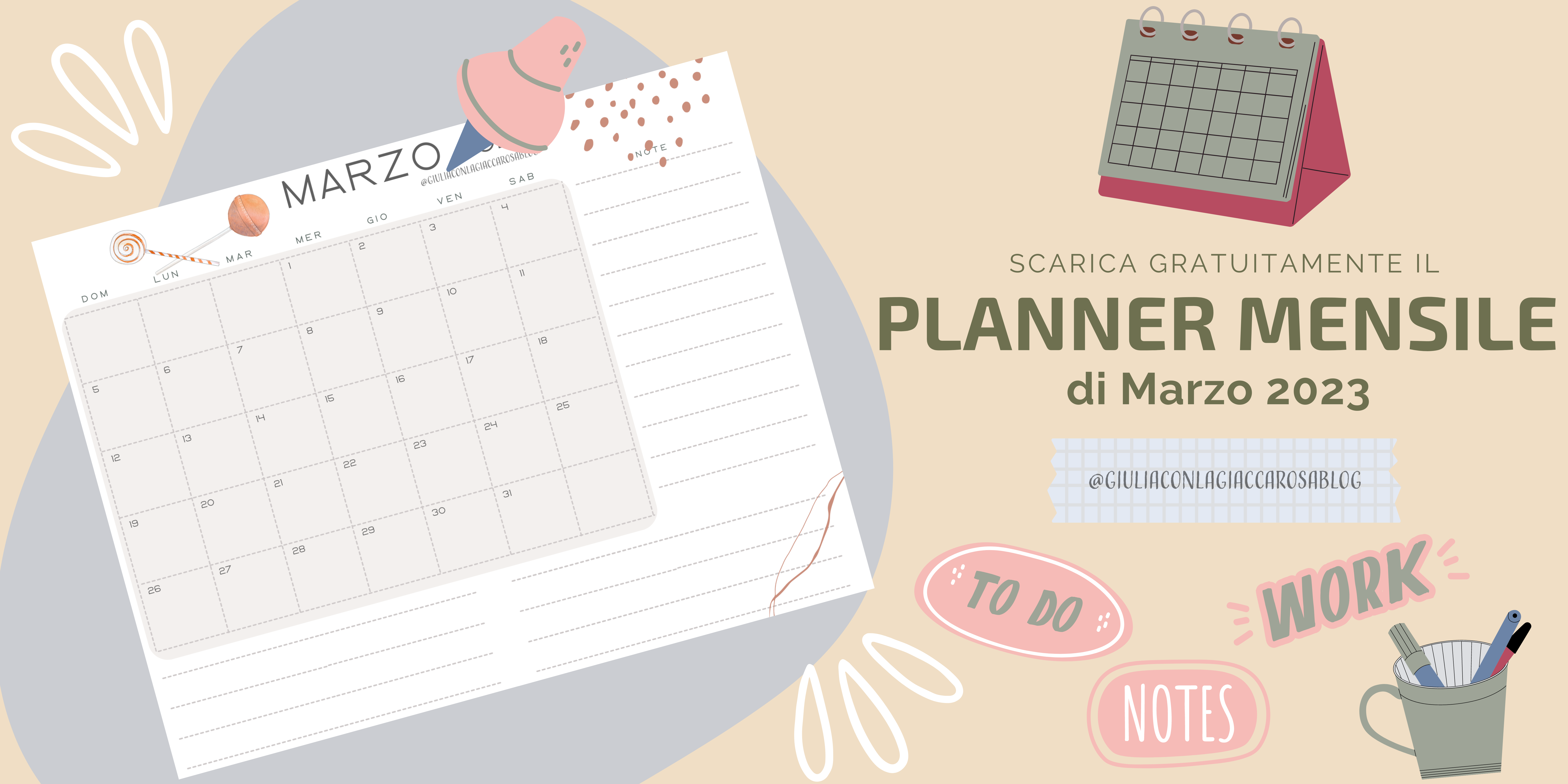 Stampabili gratuiti| Planner mensile MARZO 2023