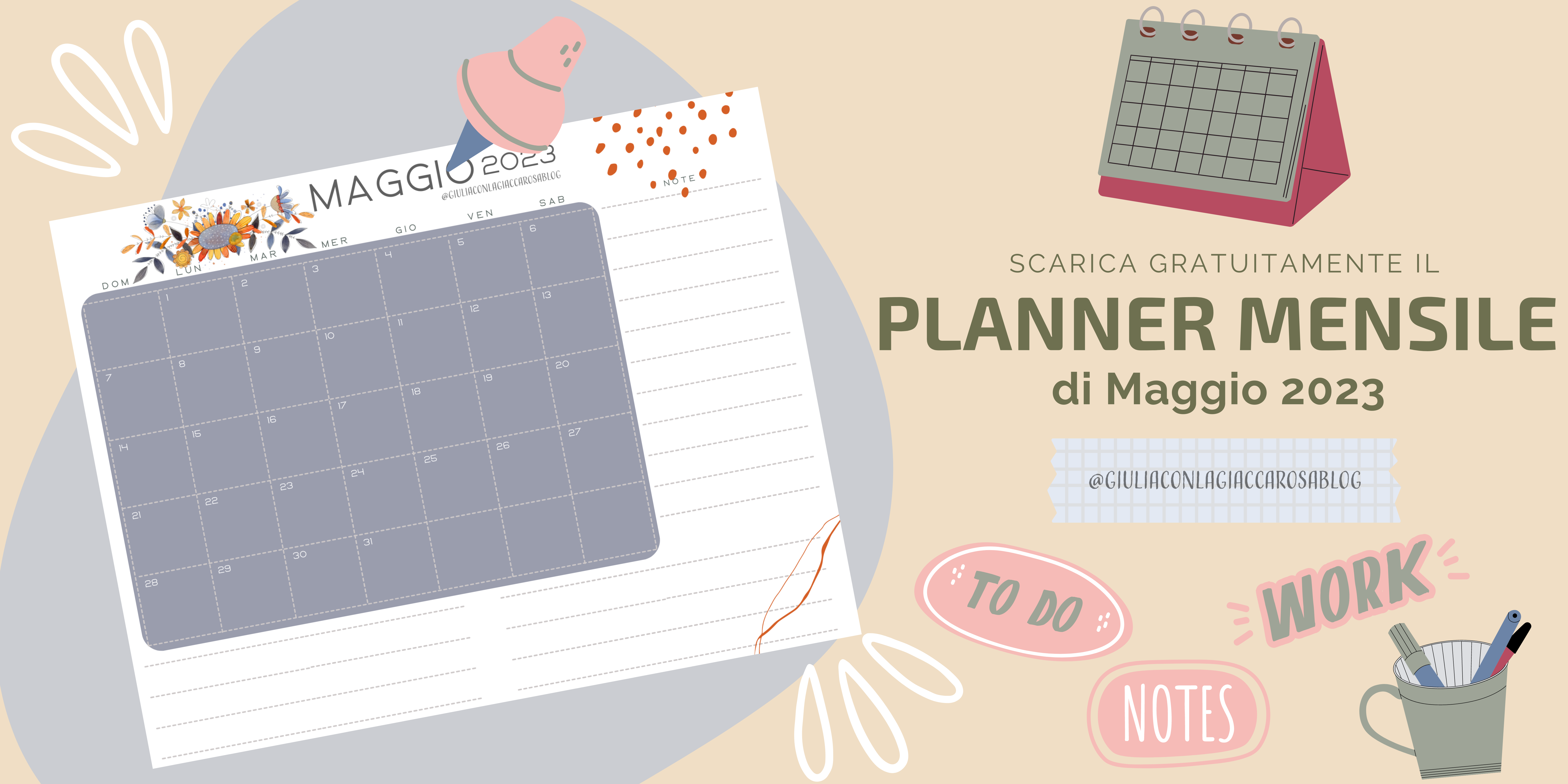 Stampabili gratuiti| Planner mensile MAGGIO 2023