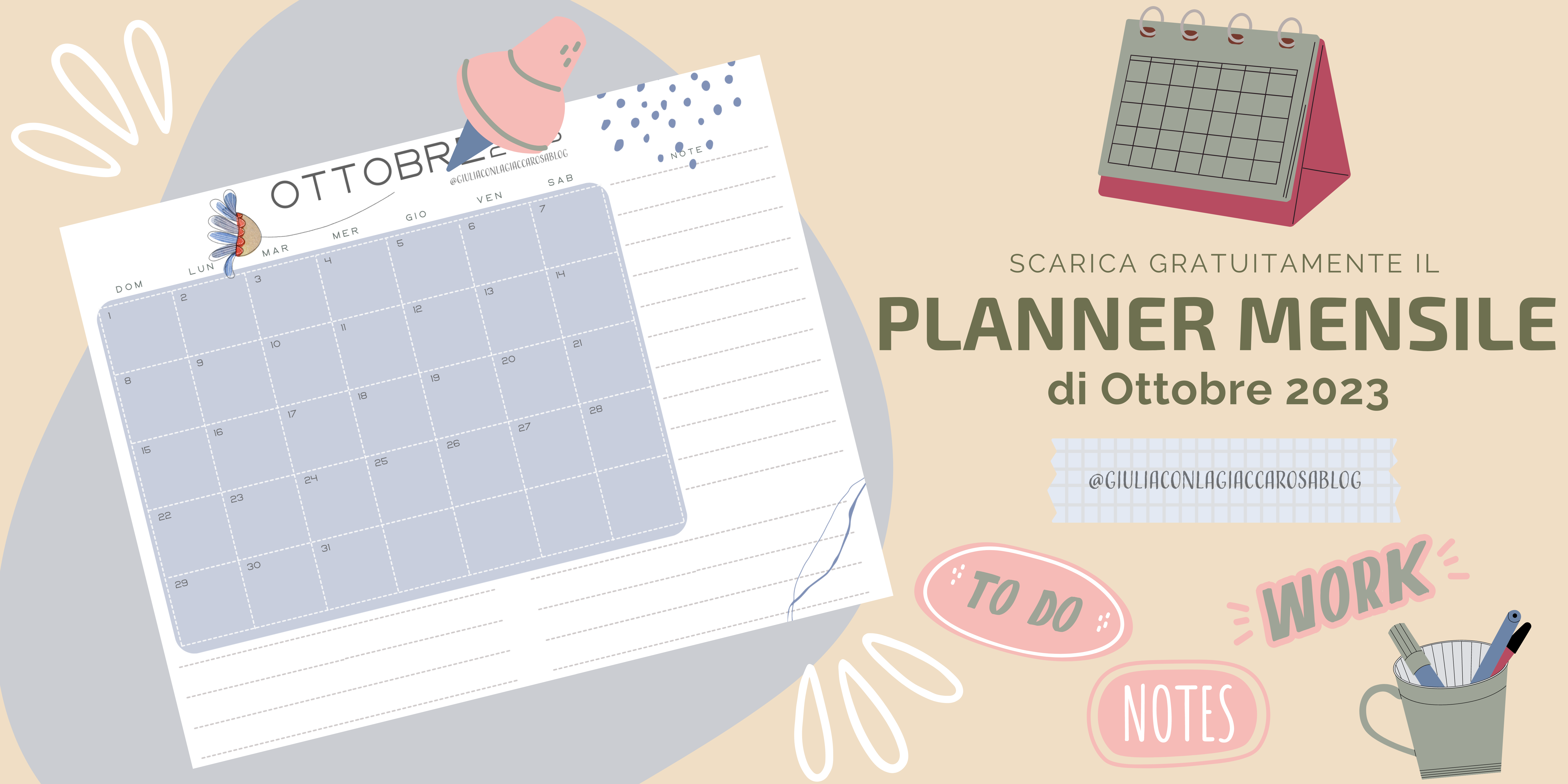 Stampabili gratuiti| Planner mensile OTTOBRE 2023