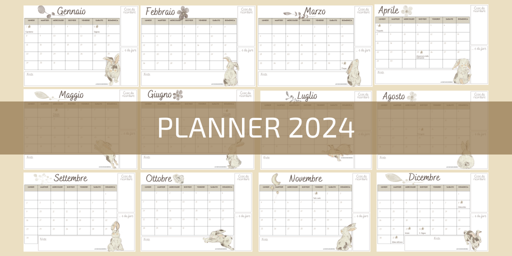 Planner mensili 2024 pdf in formato A4 da poter stampare