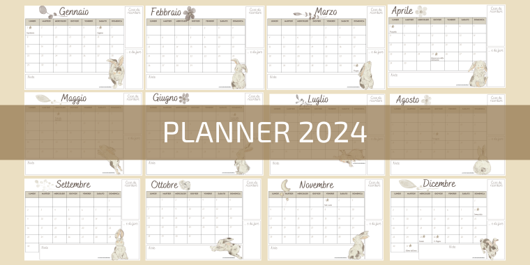 Tutti i planner mensili 2024 scaricabili e stampabili in un click