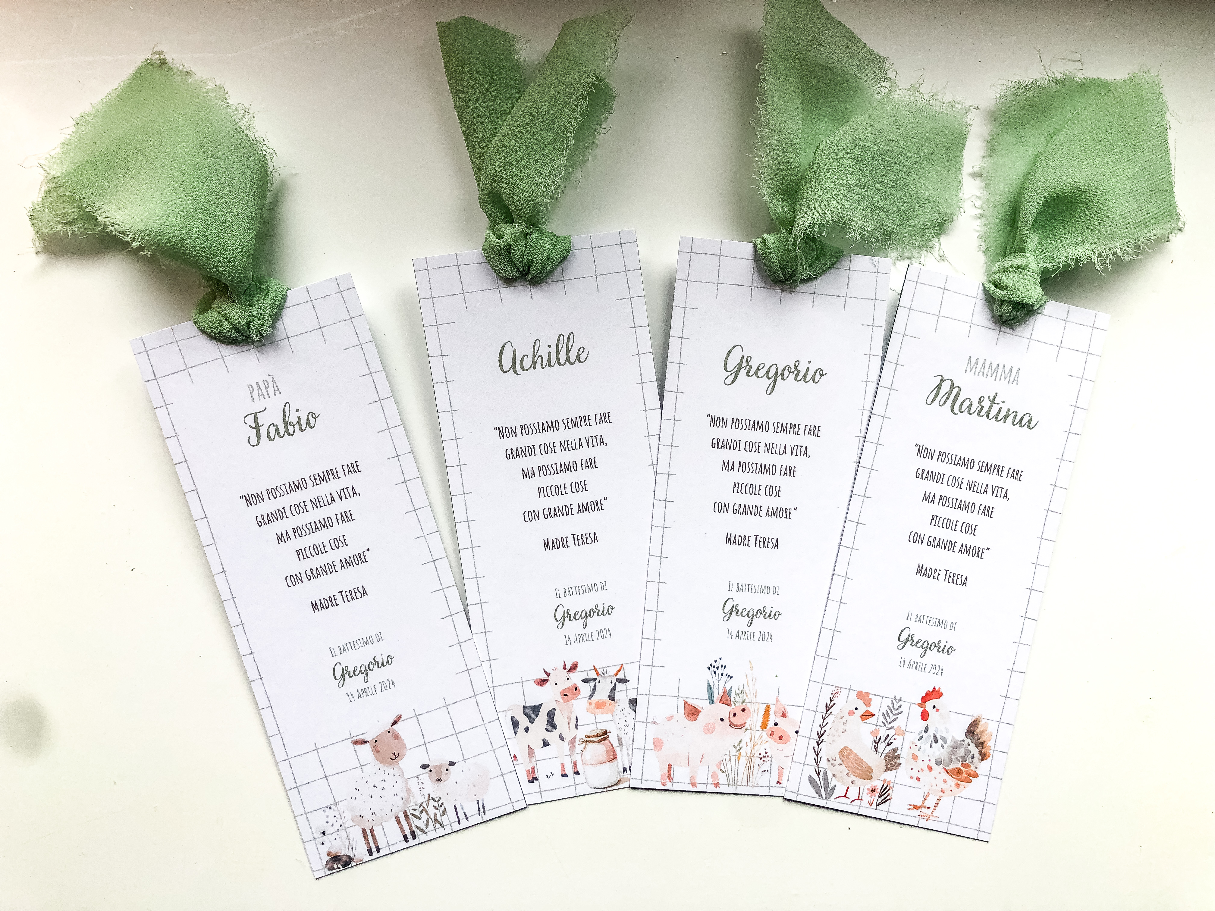 Segnaposto a tema animali della fattoria