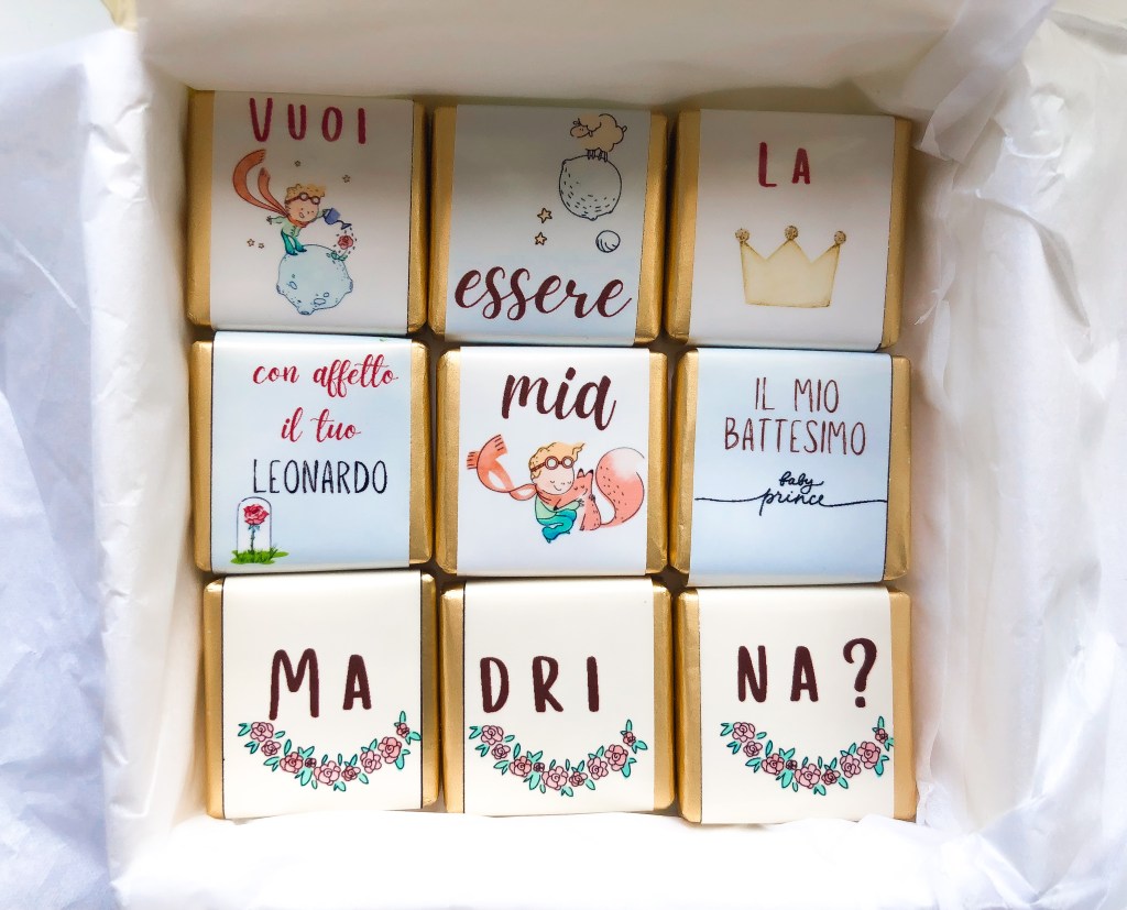 Cioccolatini personalizzati tema piccolo principe per madrina