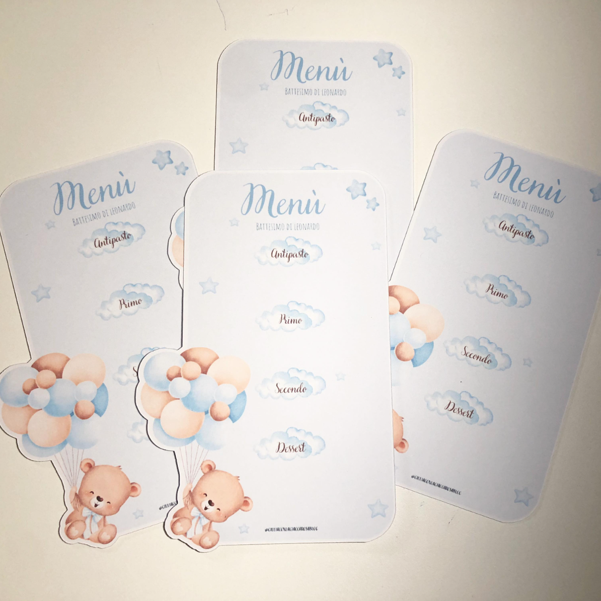 menù tema orsetto sagomato