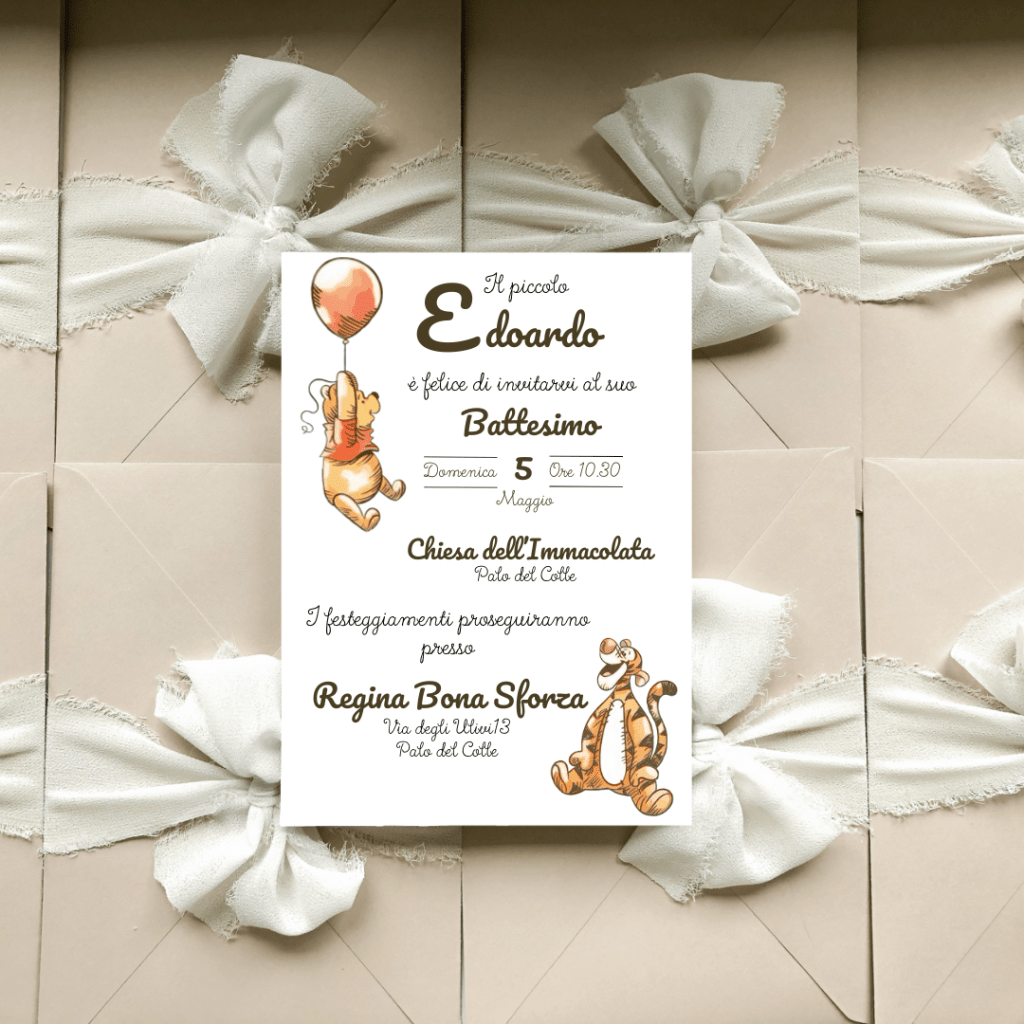 Invito cartaceo winnie Pooh e tigro