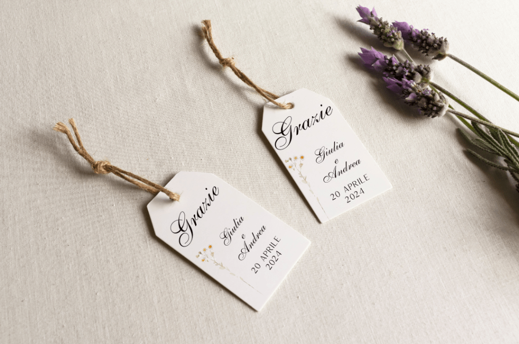 Tag bomboniere matrimonio rettangolari