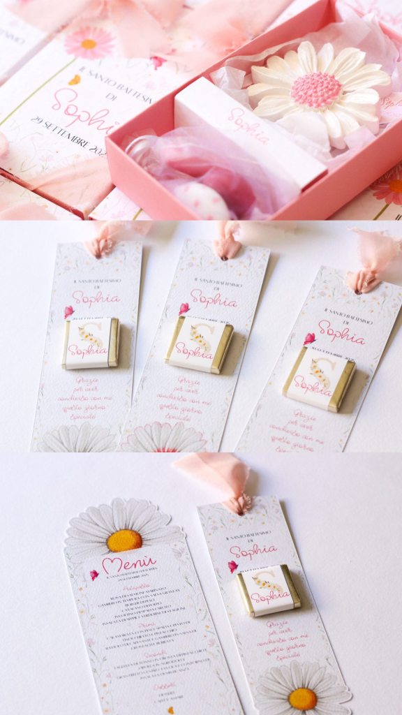 Battesimo Coordinato eventi - bomboniera segnaposto e menù